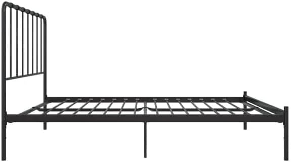 SKY-TOUCH Iron Platform Bed, Sturdy Platform Bed Frame with Heavy Duty Metal Platform, Iron-Art Headboard/Footboard/Under Bed Storage/No Box Spring Needed, Black - 1.8x1.9m