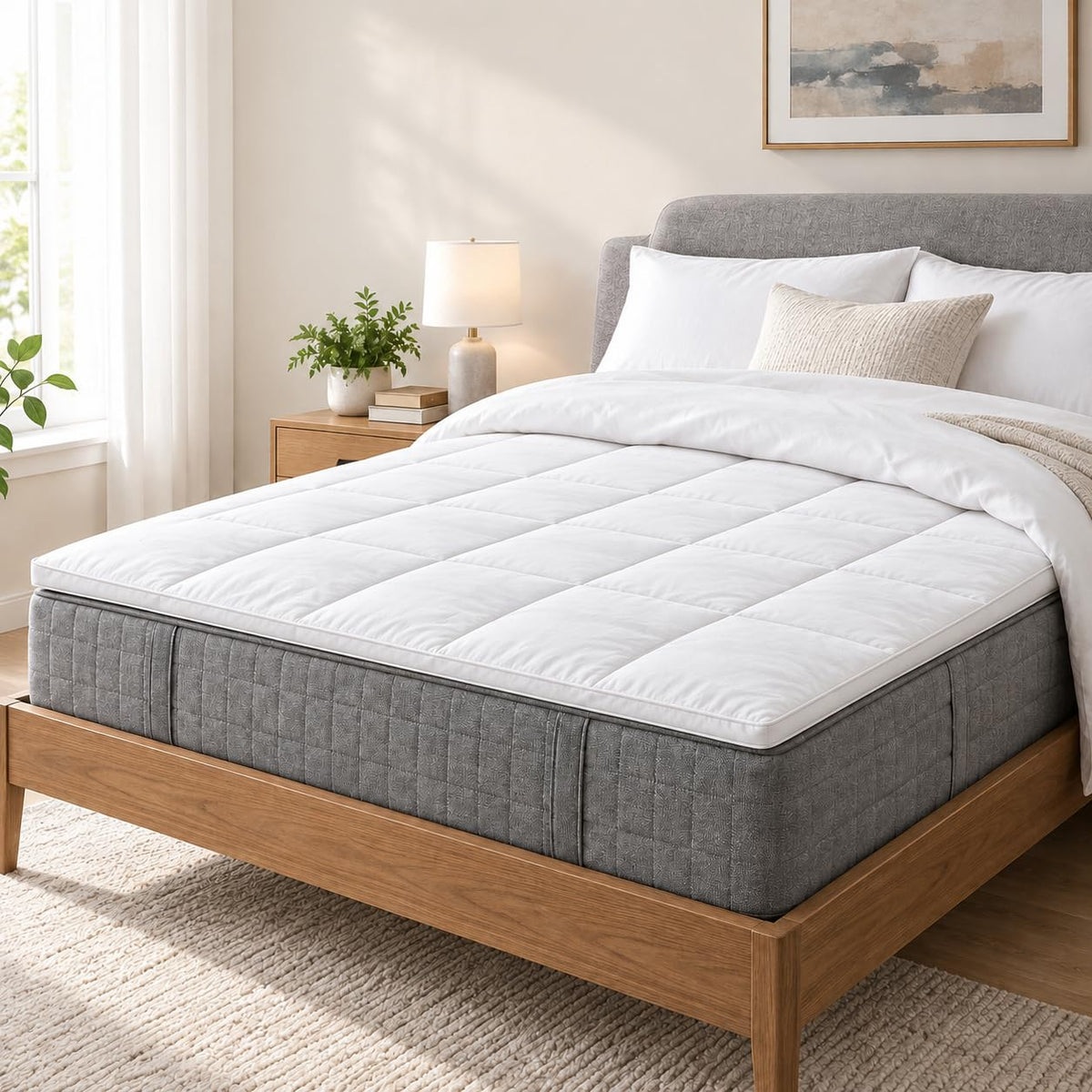 SKY-TOUCH Mattress pad (100x200cm), Sleeping Pad Foldable Roll Up Dormitory Mattress Pad,7D Hollow Fiber Filled, For optimal use, must be paired with a Simmons mattress,Clearance sale at a discount