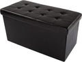 SKY-TOUCH Ottoman Storage Box, 100x40x40cm, PU Leather Shoe Bench with Solid Wood Frame, Black, Ideal for Bedroom, Living Room, and Footstool