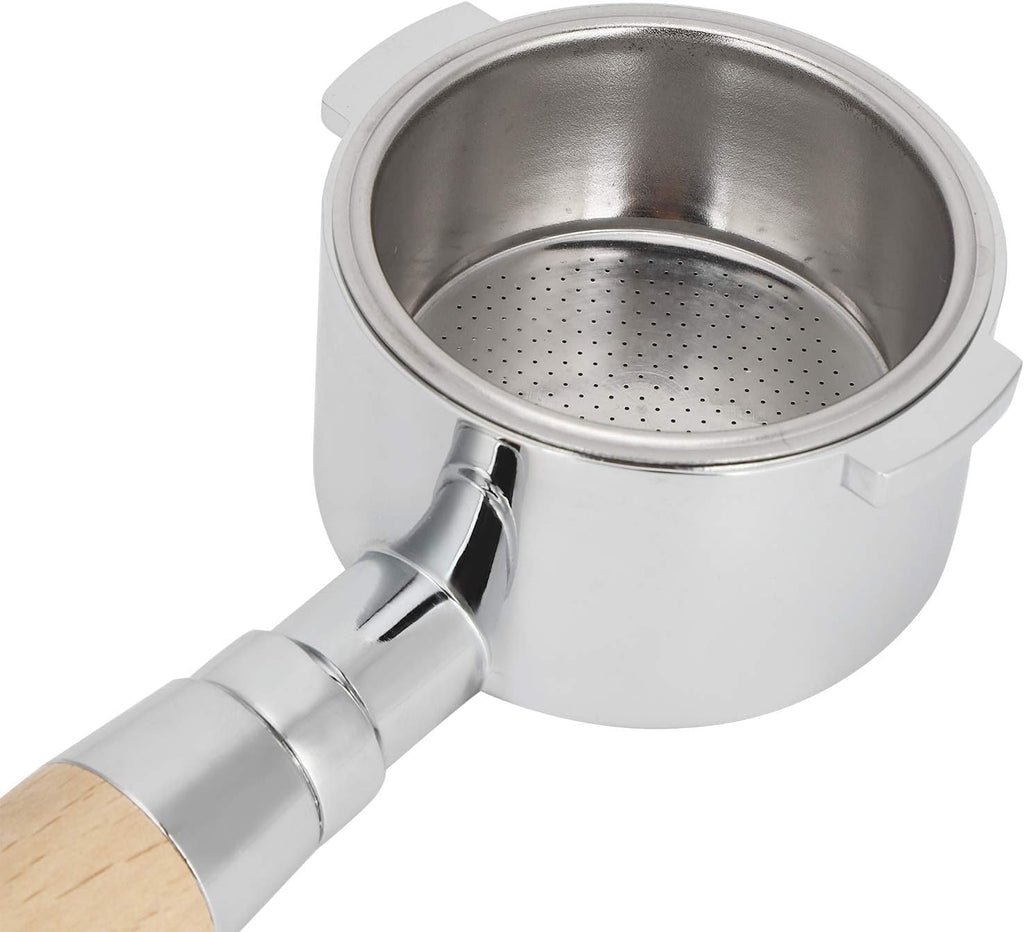 SKY-TOUCH 51mm Coffee Bottomless Portafilter : 3 Ears Bottomless Naked Portafilter with Filter Basket (Beech)