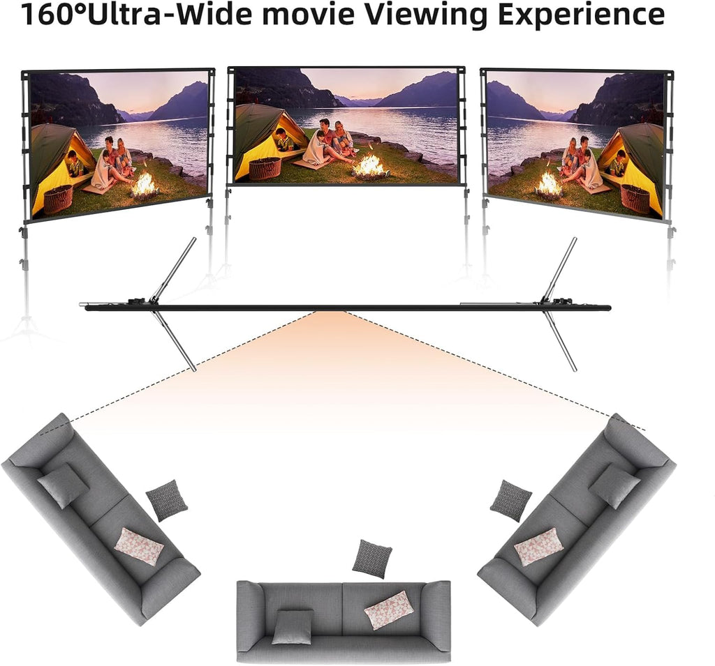 SKY-TOUCH Projector Screen with Stand, 100 inch 16:9 Portable Projection Screen with 2M High Tripod Stand and Carry Bag, Wrinkle-Free Video Projection Screens, for Home Cinema, Meeting Backyard,Clearance sale at a discount