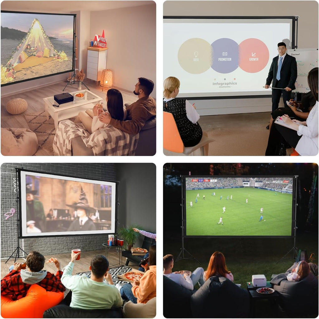 SKY-TOUCH Projector Screen with Stand, 100 inch 16:9 Portable Projection Screen with 2M High Tripod Stand and Carry Bag, Wrinkle-Free Video Projection Screens, for Home Cinema, Meeting Backyard,Clearance sale at a discount