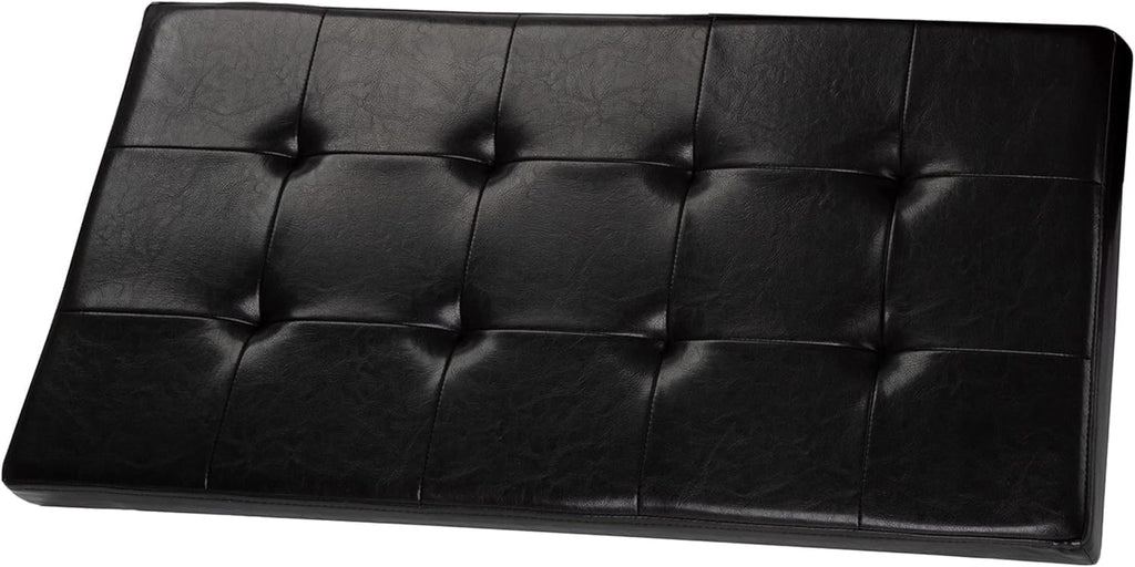 SKY-TOUCH Ottoman Storage Box, 100x40x40cm, PU Leather Shoe Bench with Solid Wood Frame, Black, Ideal for Bedroom, Living Room, and Footstool