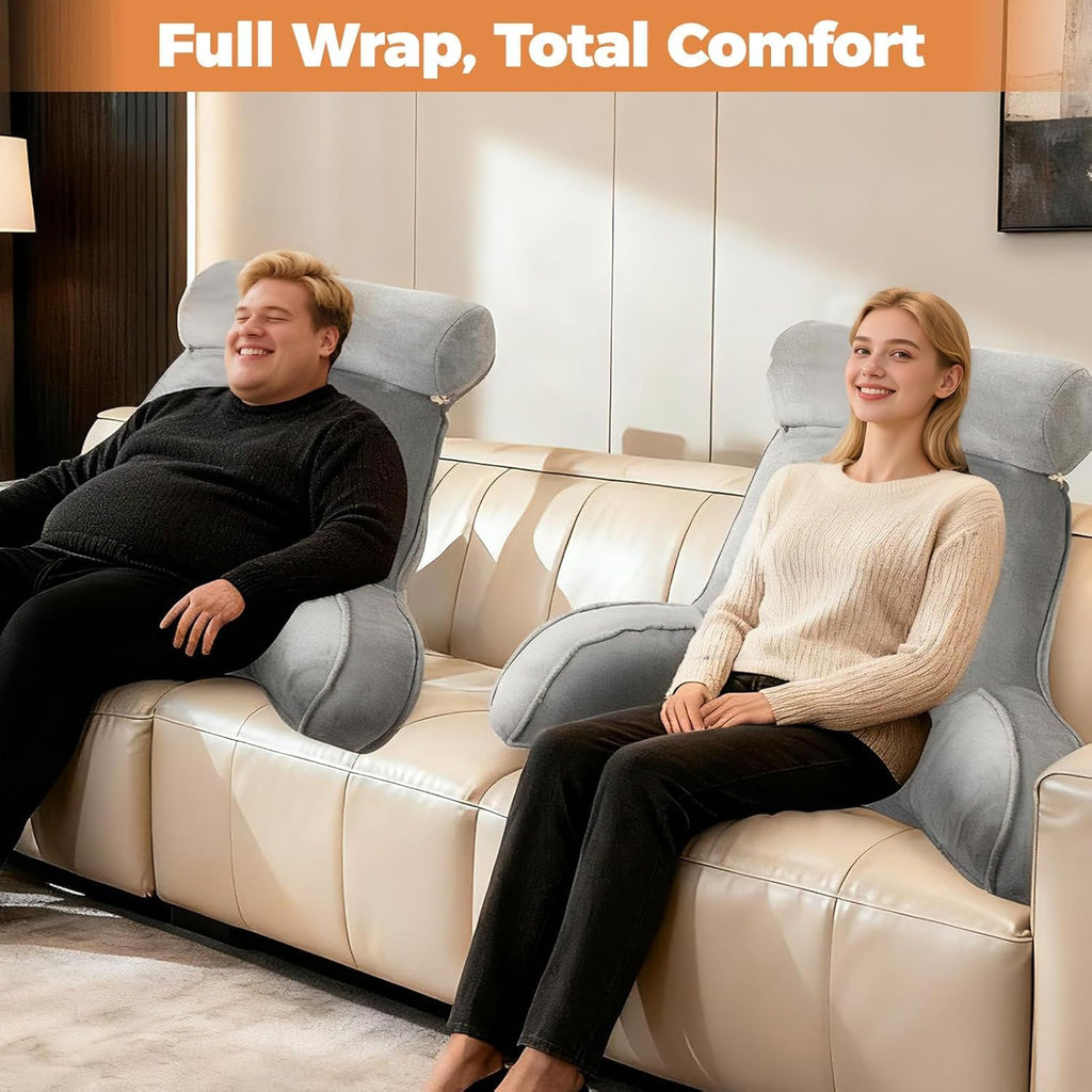 SKY-TOUCH Reading Pillow with Arms & Detachable Neck Roll – Memory Foam Reading Pillow for Bed or Sofa, Comfortable Support for Sitting, Reading, TV, Gaming - 75x40x68cm,Clearance