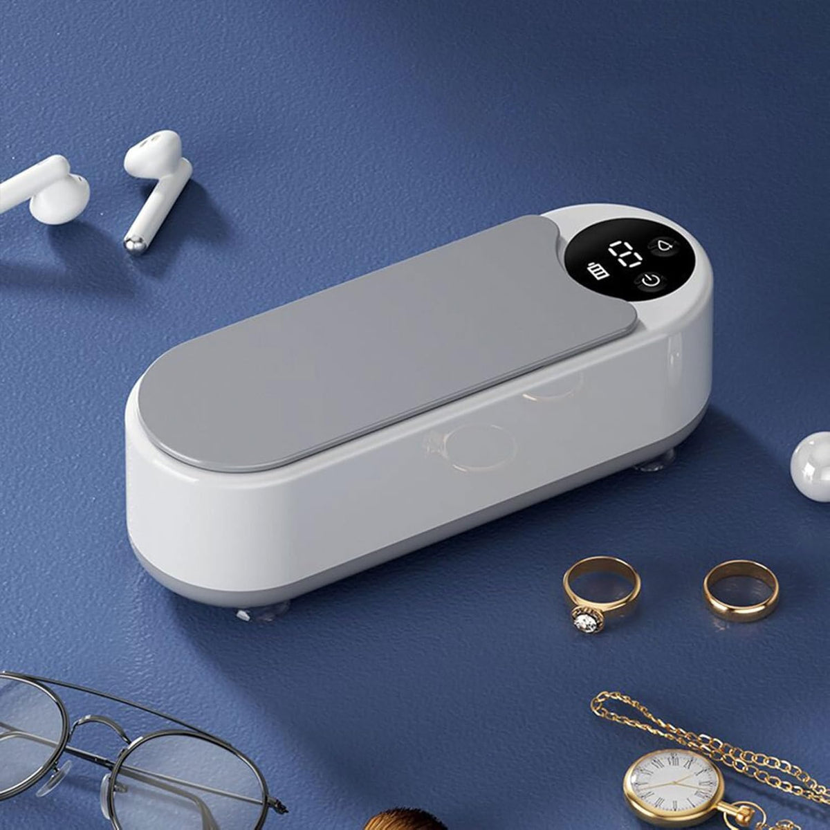 SKY-TOUCH Ultrasonic Jewelry Cleaner,Professional 500ml Jewelry Cleaner with 45000Hz Frequency, Basket, and 10 Digital Timer Settings for Rings, Glasses, Watches, and Dentures Cleaning