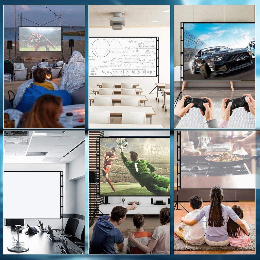 SKY-TOUCH Projector Screen with Stand, 100 inch 16:9 Portable Projection Screen with 2M High Tripod Stand and Carry Bag, Wrinkle-Free Video Projection Screens, for Home Cinema, Meeting Backyard,Clearance sale at a discount