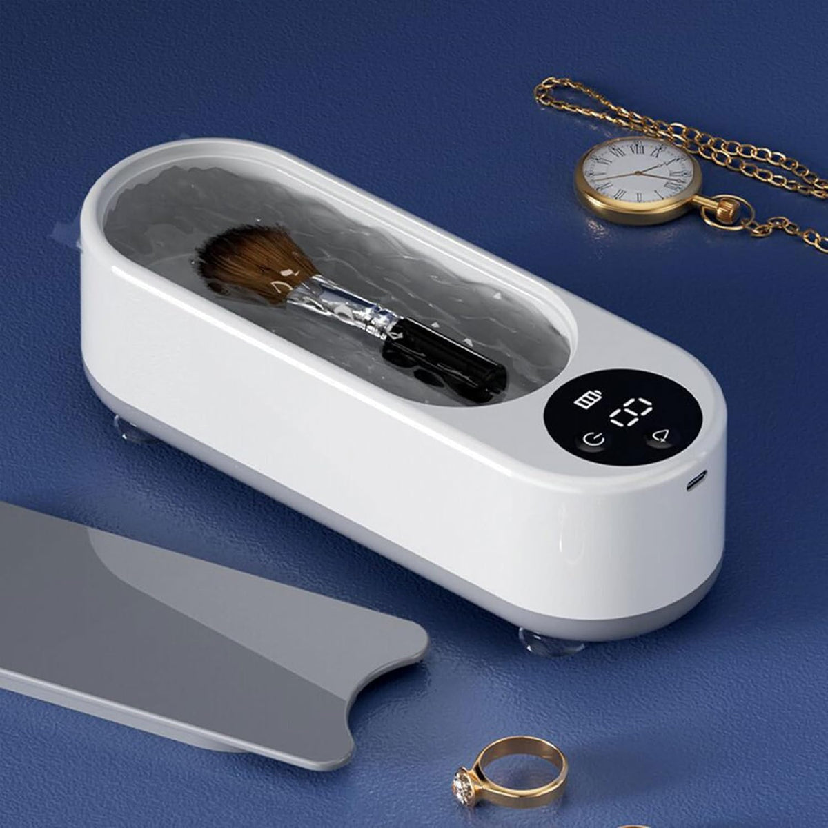 SKY-TOUCH Ultrasonic Jewelry Cleaner,Professional 500ml Jewelry Cleaner with 45000Hz Frequency, Basket, and 10 Digital Timer Settings for Rings, Glasses, Watches, and Dentures Cleaning